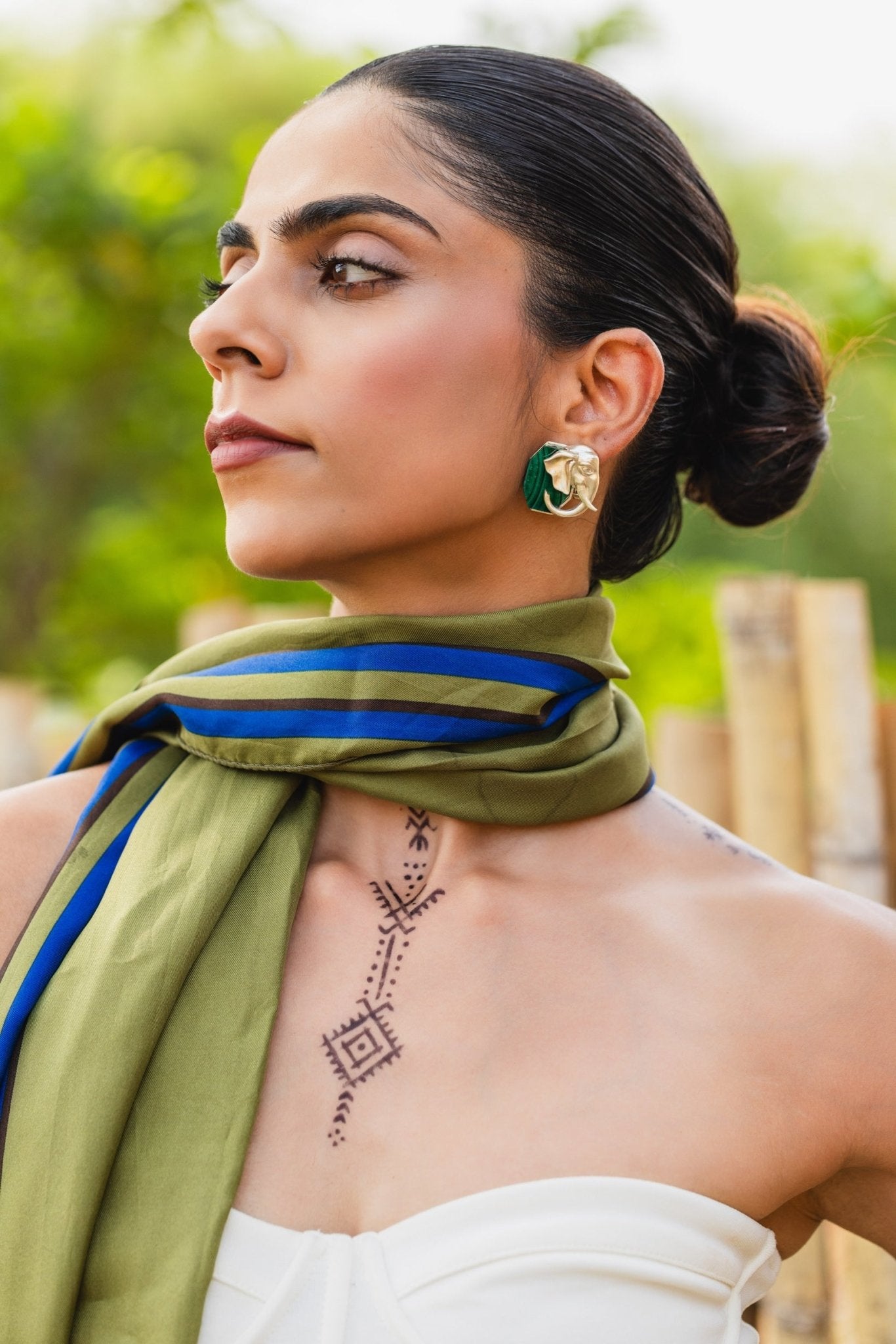 Ele Malachite Silver Studs - CiceroniEarringUnbent
