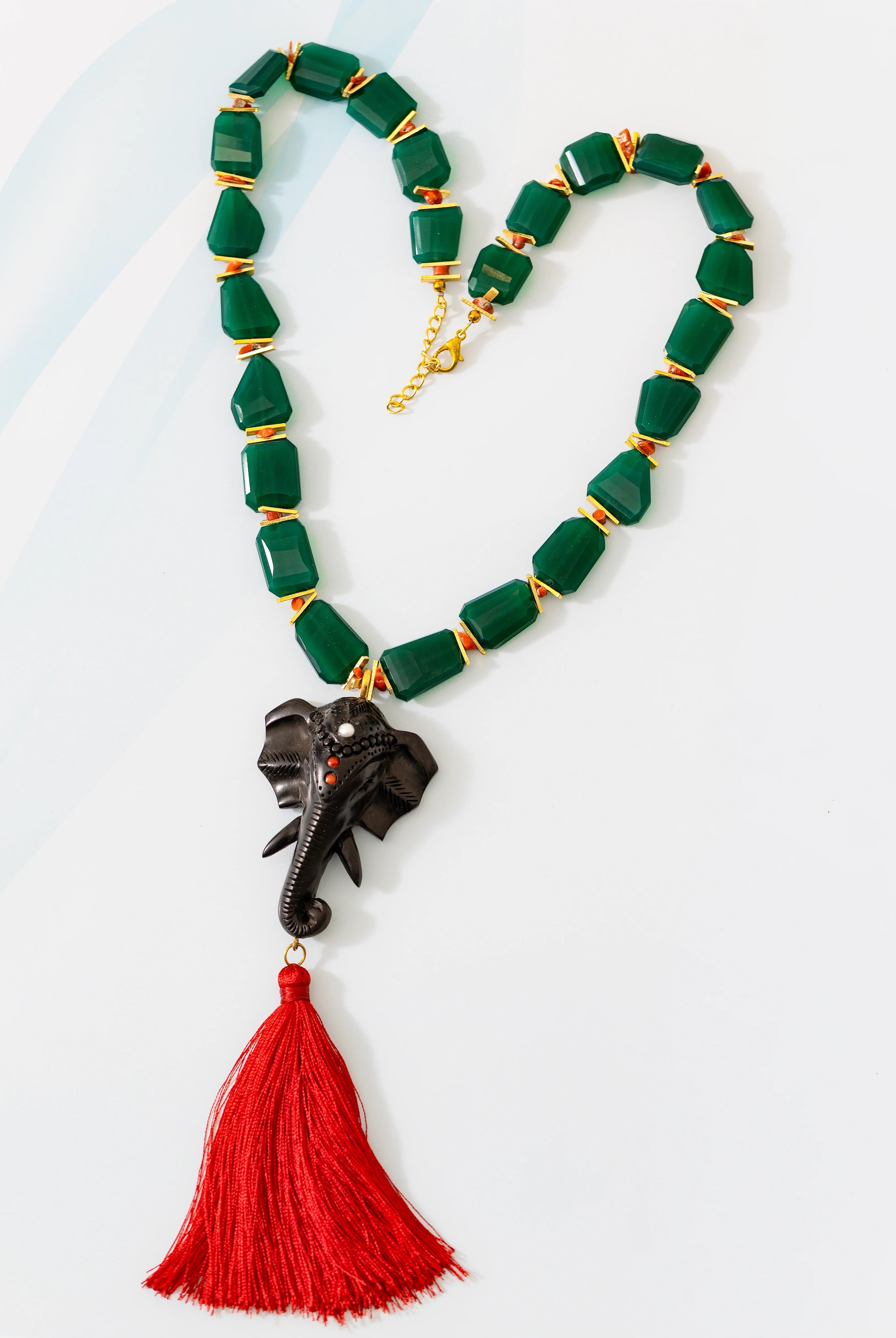 Elephant Lariat in Ebony - CiceroniNecklaceUnbent
