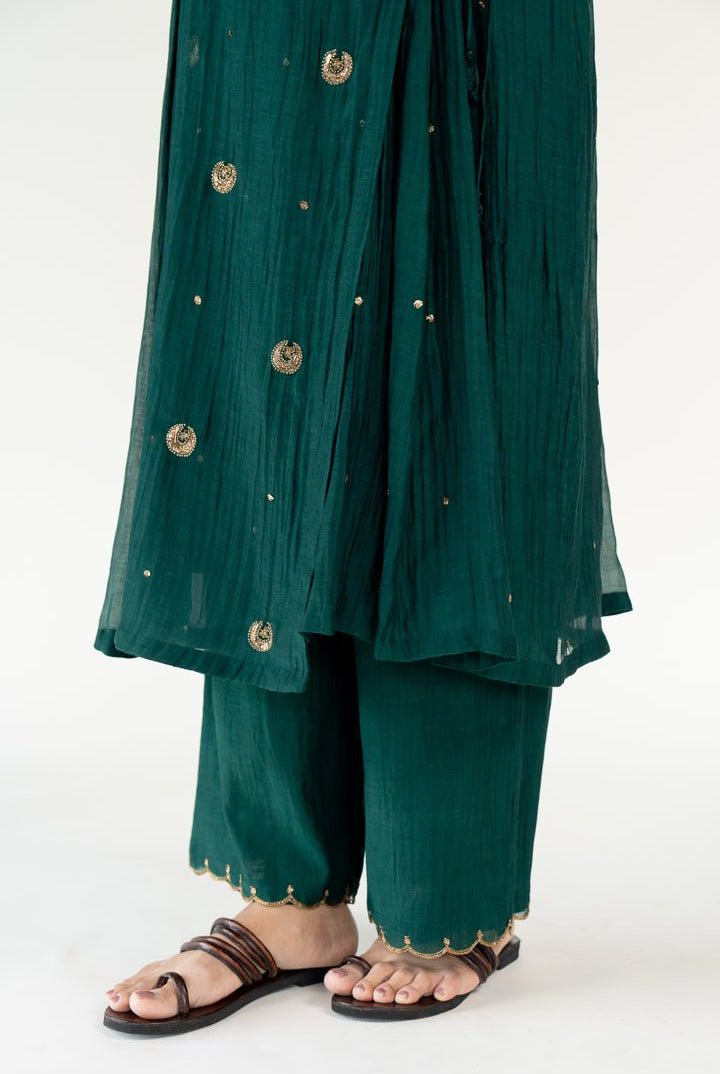 Emerald Green Angarkha (Set of 2) - CiceroniKurta Set, Festive WearNirjara