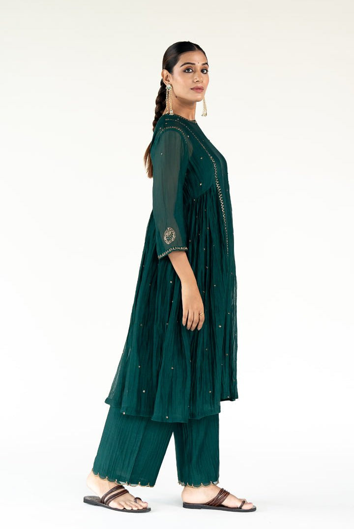 Emerald Green Baadal Kurta (Set of 2) - CiceroniKurta Set, Festive WearNirjara
