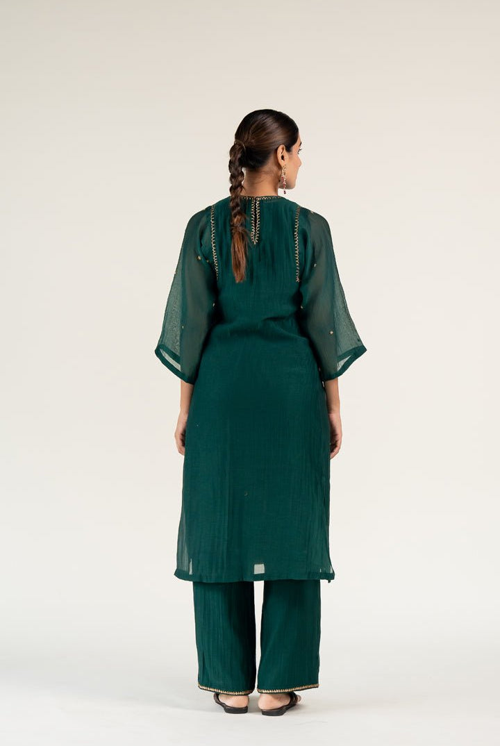 Emerald Green Caftan Kurta (Set of 2) - CiceroniKurta Set, Festive WearNirjara