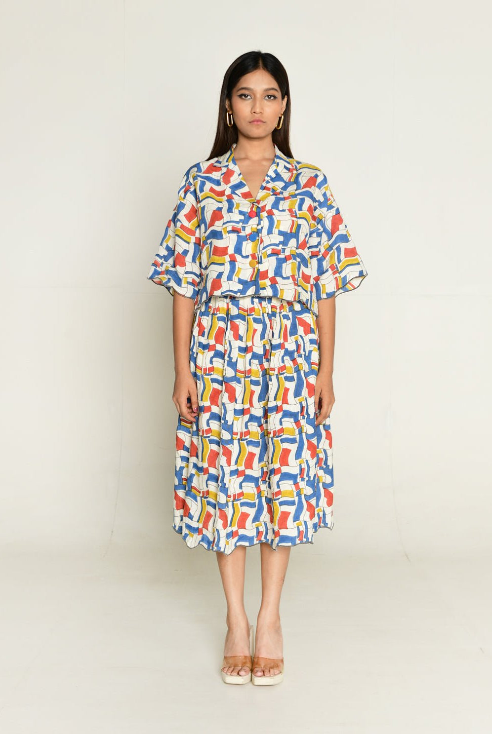Escher Co-Ord Shirt With Skirt - CiceroniCo-ord SetRias Jaipur