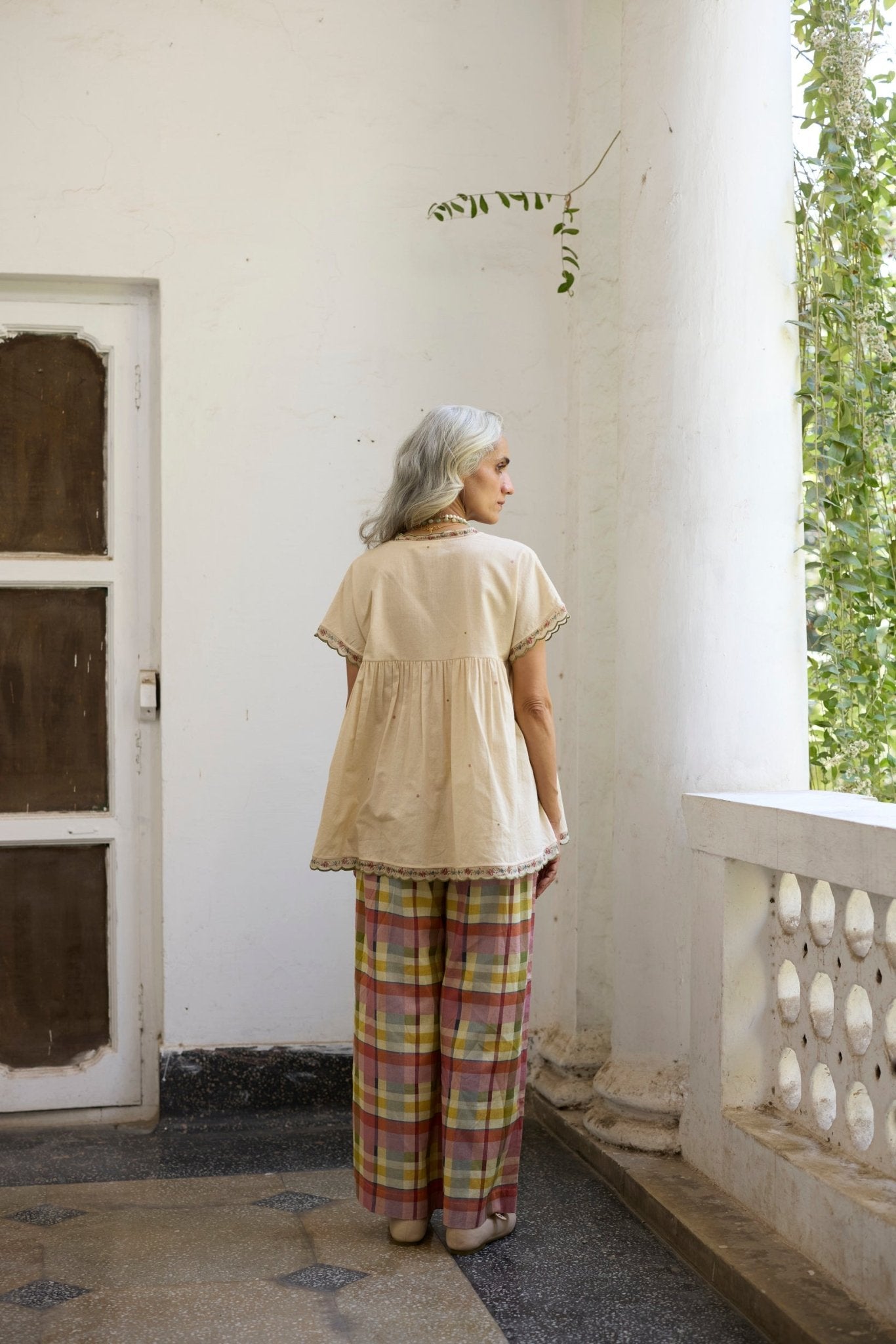 Estelle Top - Ecru and Pink - CiceroniTopsKhyati Rughani