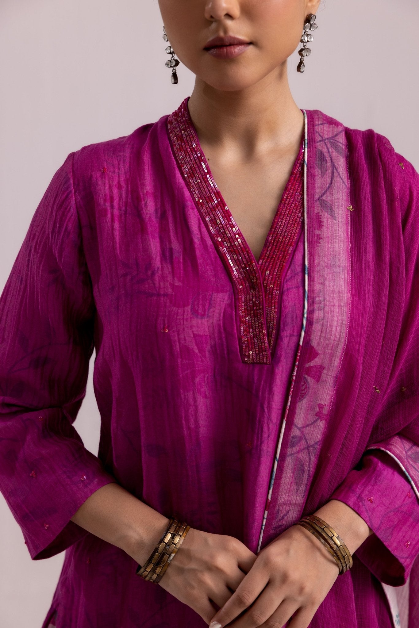 Farah Kurta Dupatta Set - Magenta - CiceroniKurta Set, Festive WearLabel Shreya Sharma
