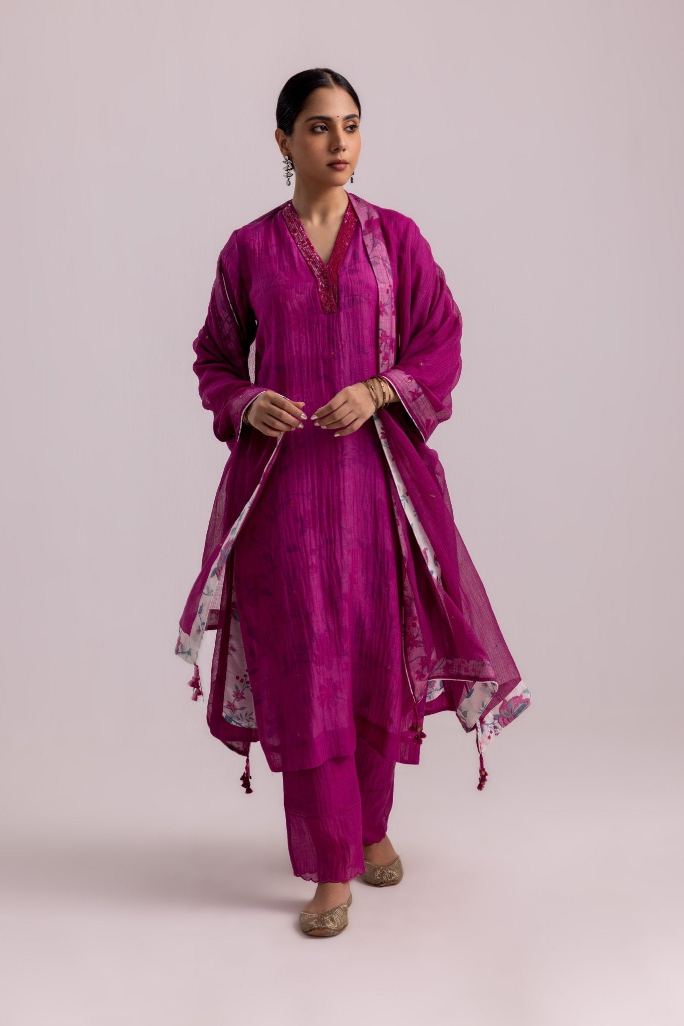 Farah Kurta Dupatta Set - Magenta - CiceroniKurta Set, Festive WearLabel Shreya Sharma