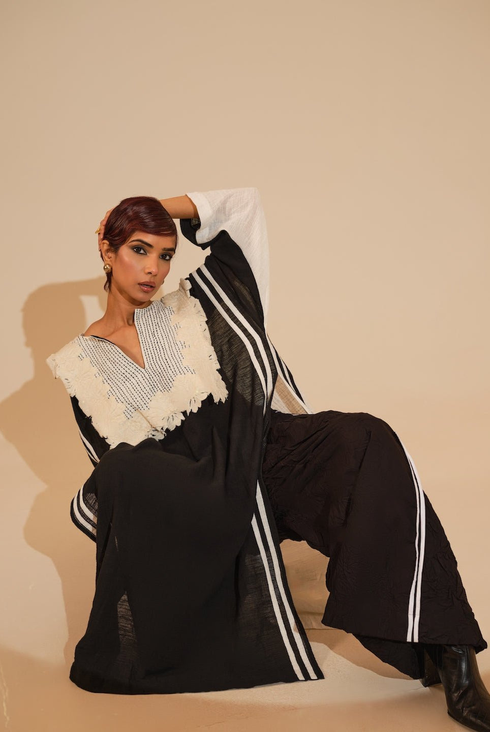 Fern Tunic - Black and Natural - CiceroniKurta, Everyday WearStoique