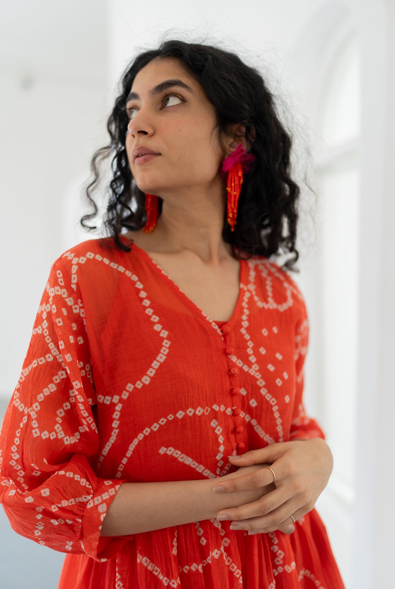 Fiery Orange Bandhani Dress - CiceroniDressesSilai Studio