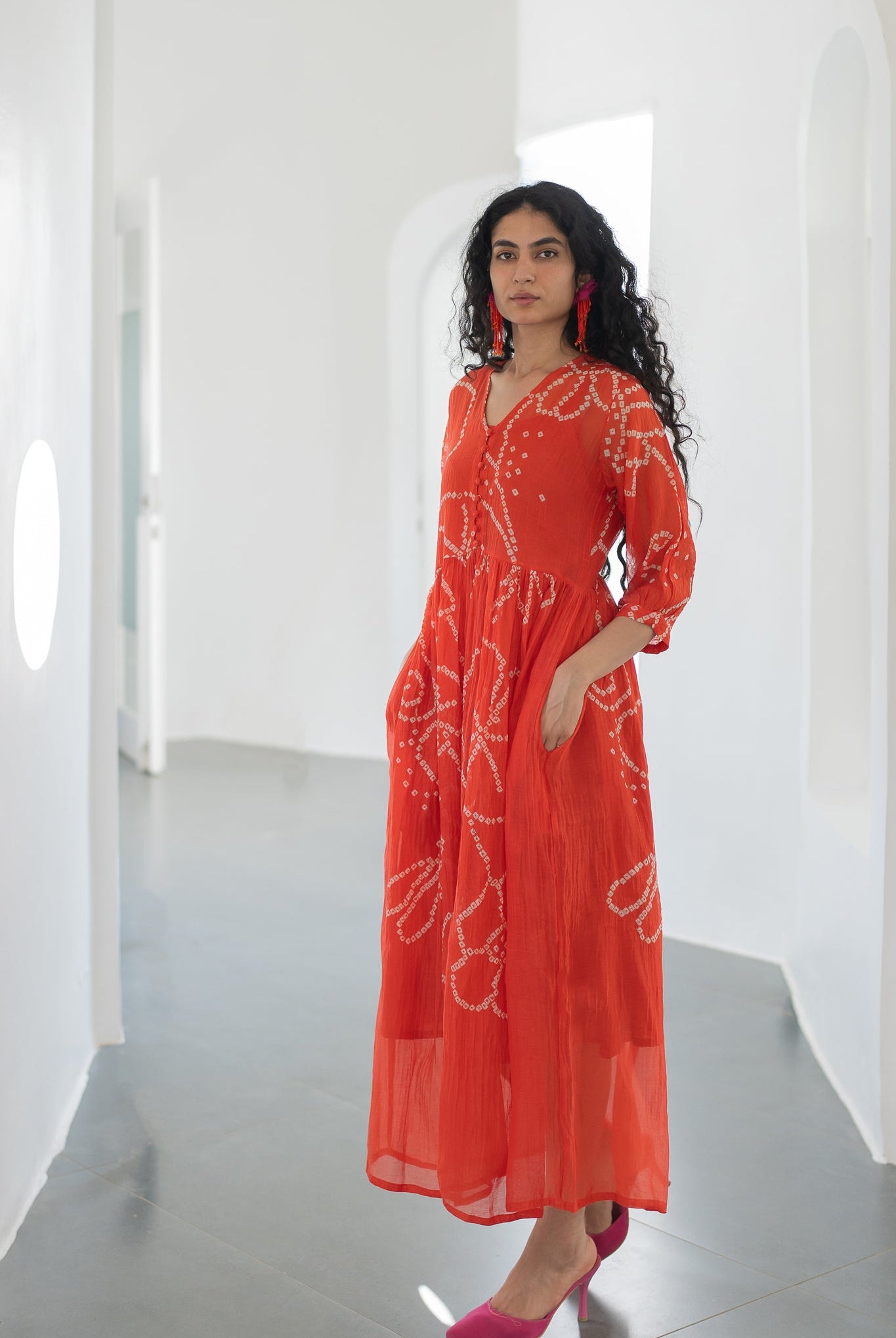 Fiery Orange Bandhani Dress - CiceroniDressesSilai Studio