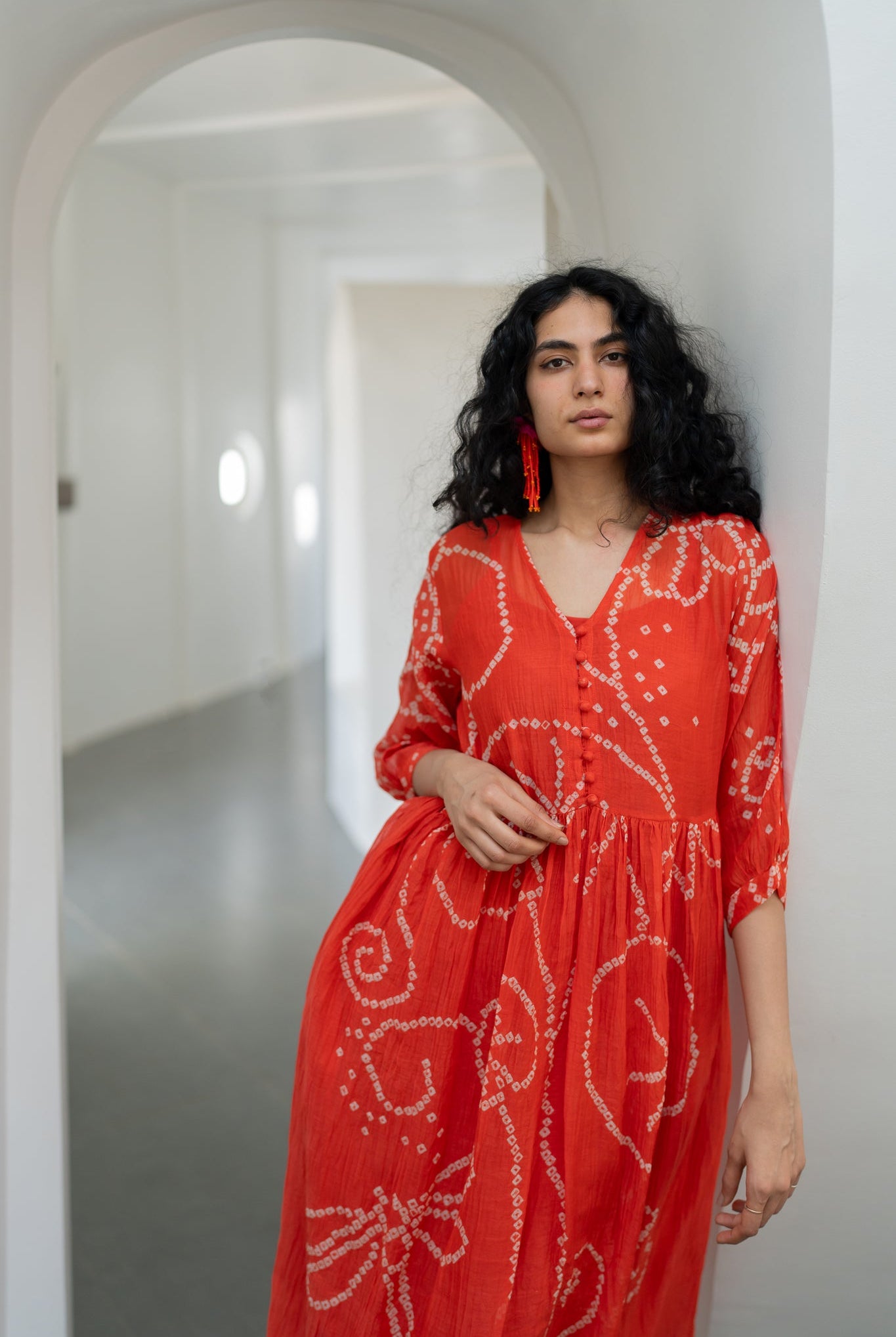 Fiery Orange Bandhani Dress - CiceroniDressesSilai Studio