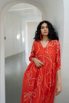 Fiery Orange Bandhani Dress - CiceroniDressesSilai Studio