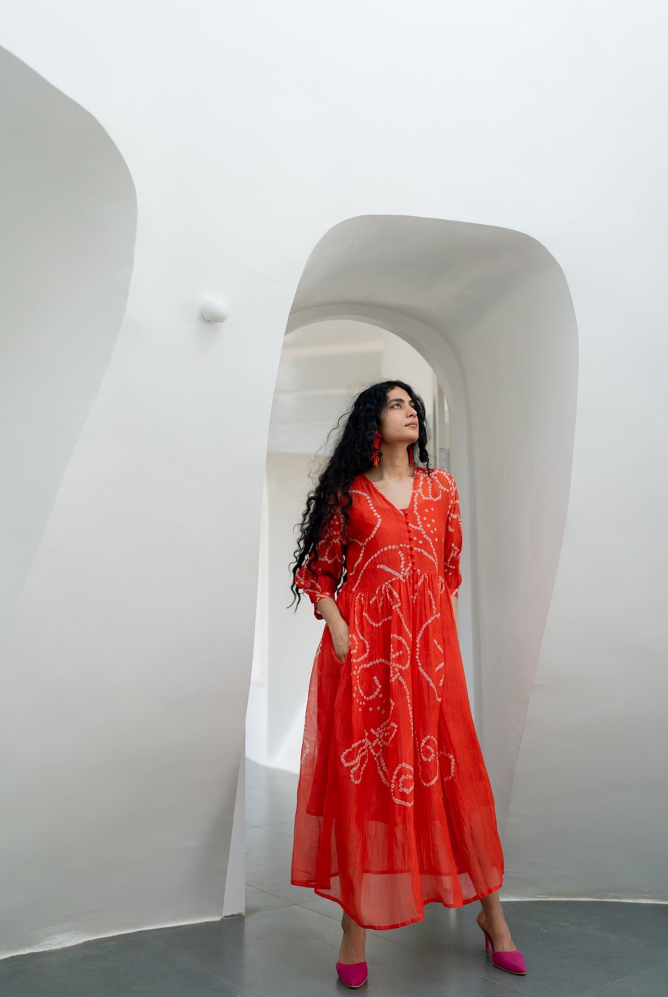 Fiery Orange Bandhani Dress - CiceroniDressesSilai Studio