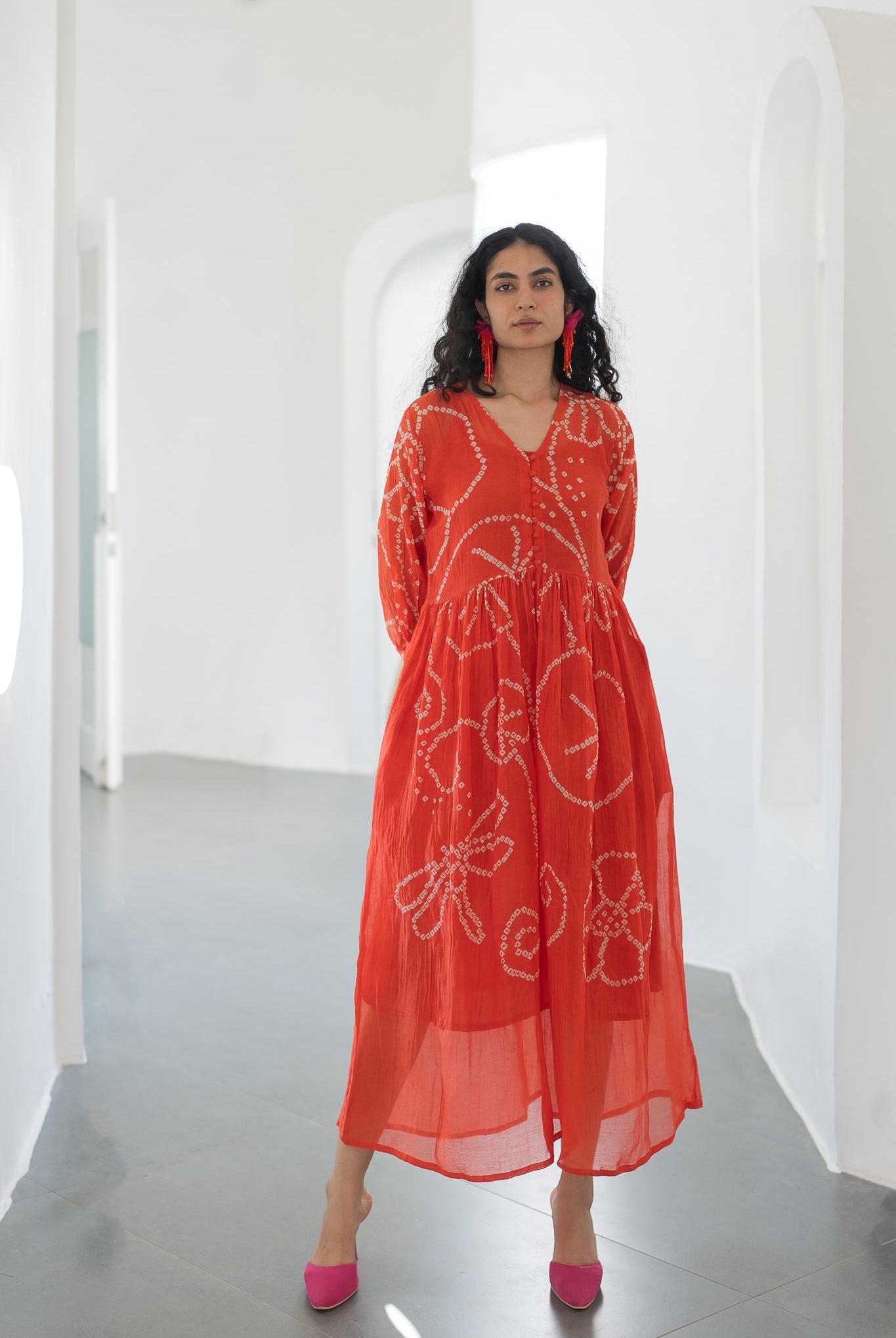 Fiery Orange Bandhani Dress - CiceroniDressesSilai Studio