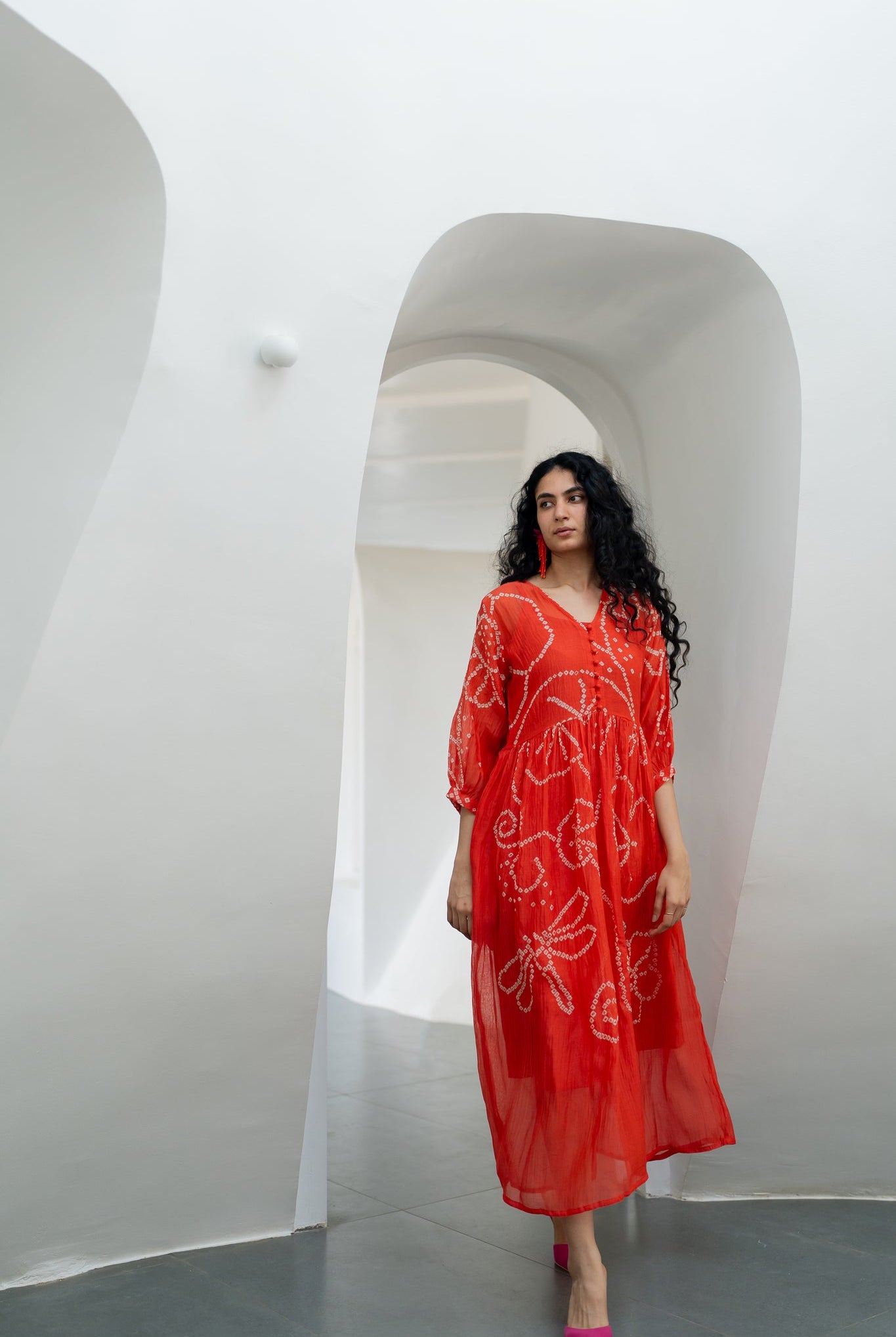 Fiery Orange Bandhani Dress - CiceroniDressesSilai Studio