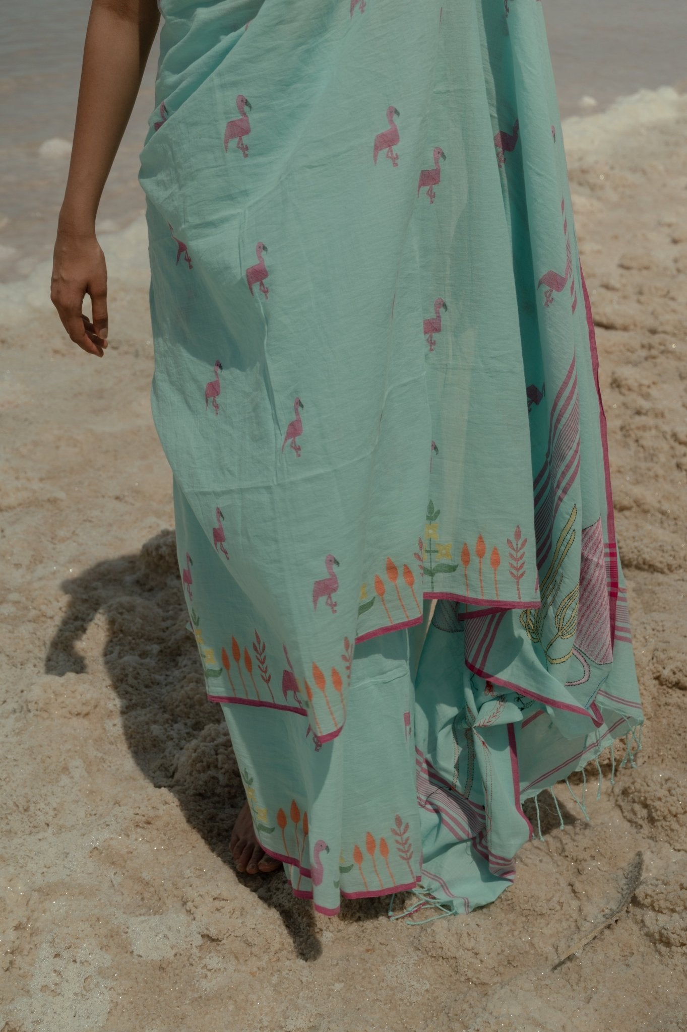 Flamingo Jamdani Saree - CiceroniSareeGulmohar Calcutta