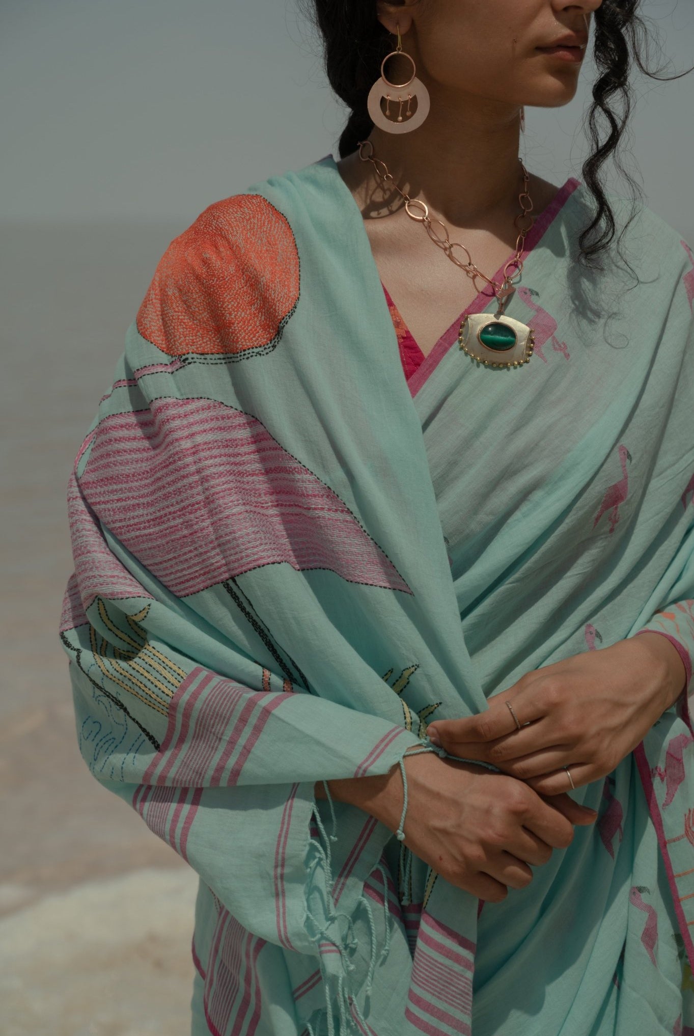 Flamingo Jamdani Saree - CiceroniSareeGulmohar Calcutta