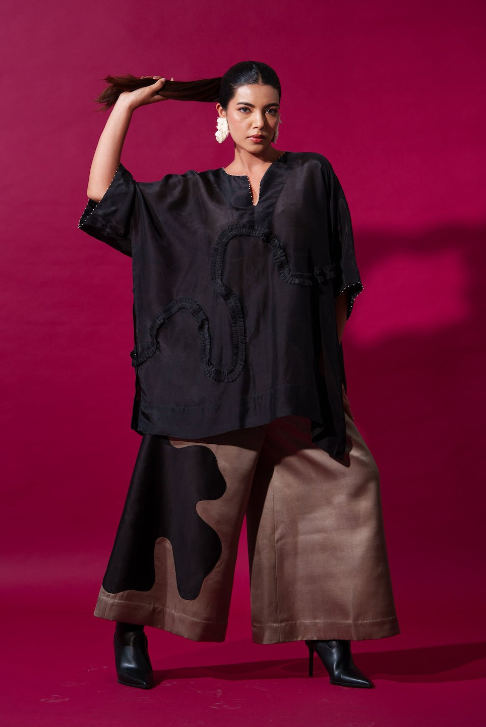 Flamingo Top in Black - CiceroniKaftanStoique