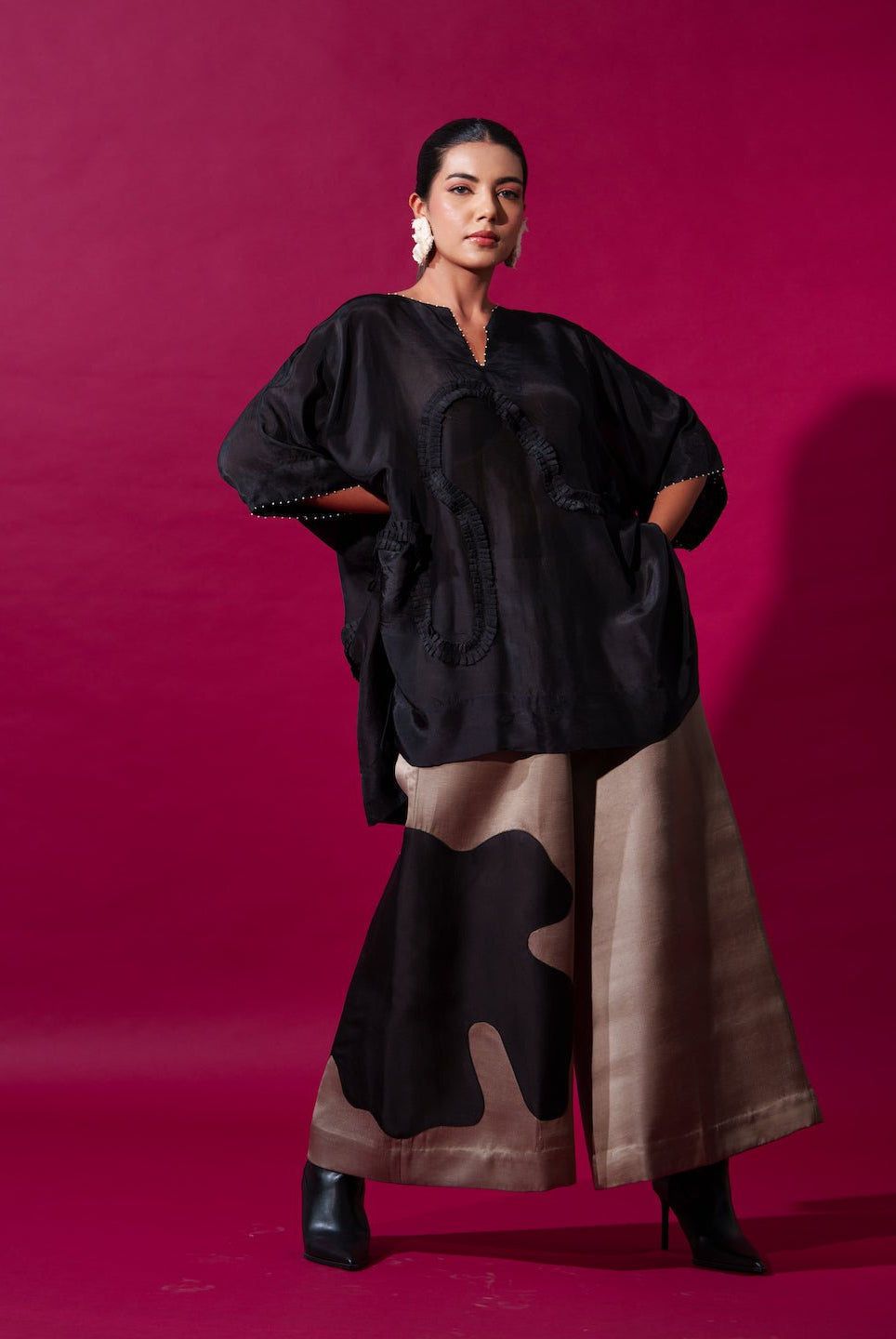 Flamingo Top in Black - CiceroniKaftanStoique