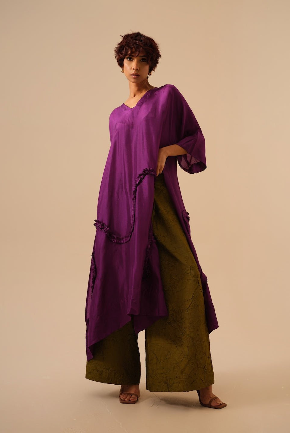 Flamingo Tunic - Aubergine - CiceroniKurta, Festive WearStoique