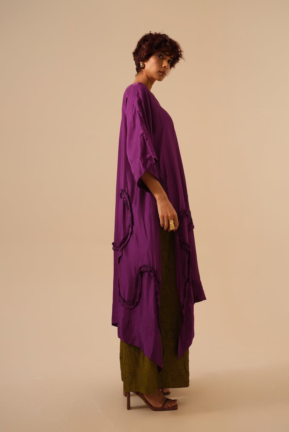 Flamingo Tunic - Aubergine - CiceroniKurta, Festive WearStoique