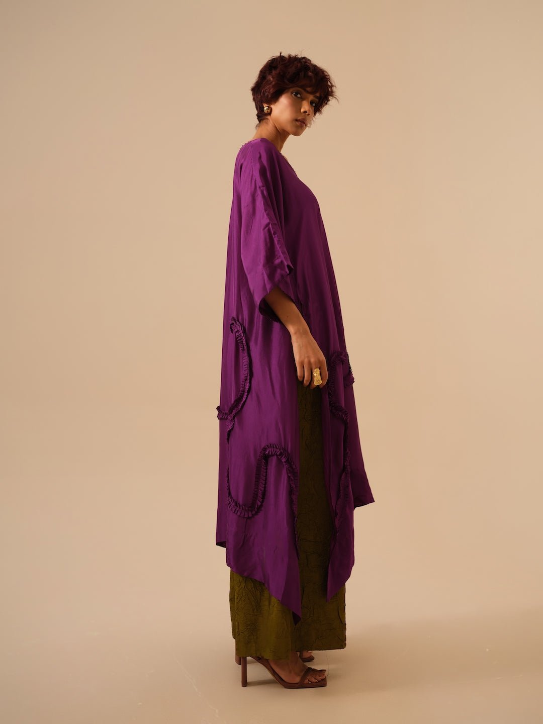 Flamingo Tunic - Aubergine - CiceroniKurta, Festive WearStoique