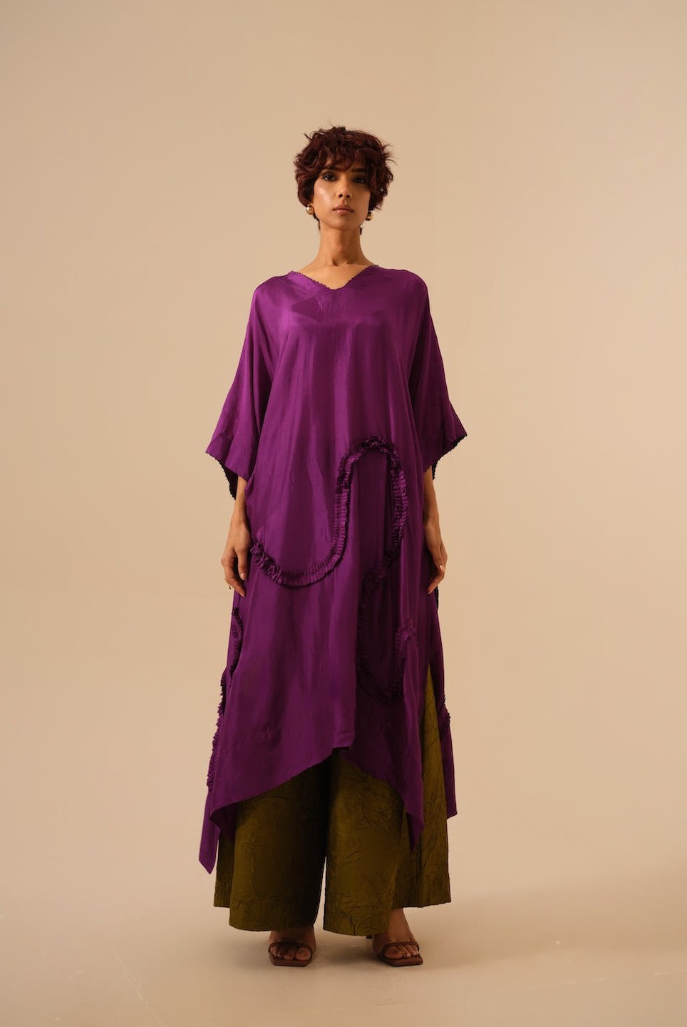 Flamingo Tunic - Aubergine - CiceroniKurta, Festive WearStoique
