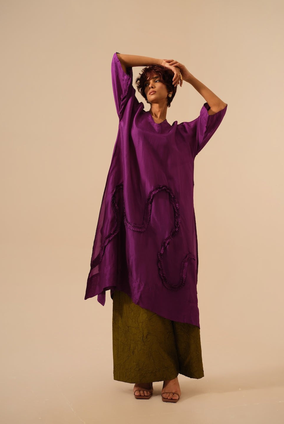 Flamingo Tunic - Aubergine - CiceroniKurta, Festive WearStoique