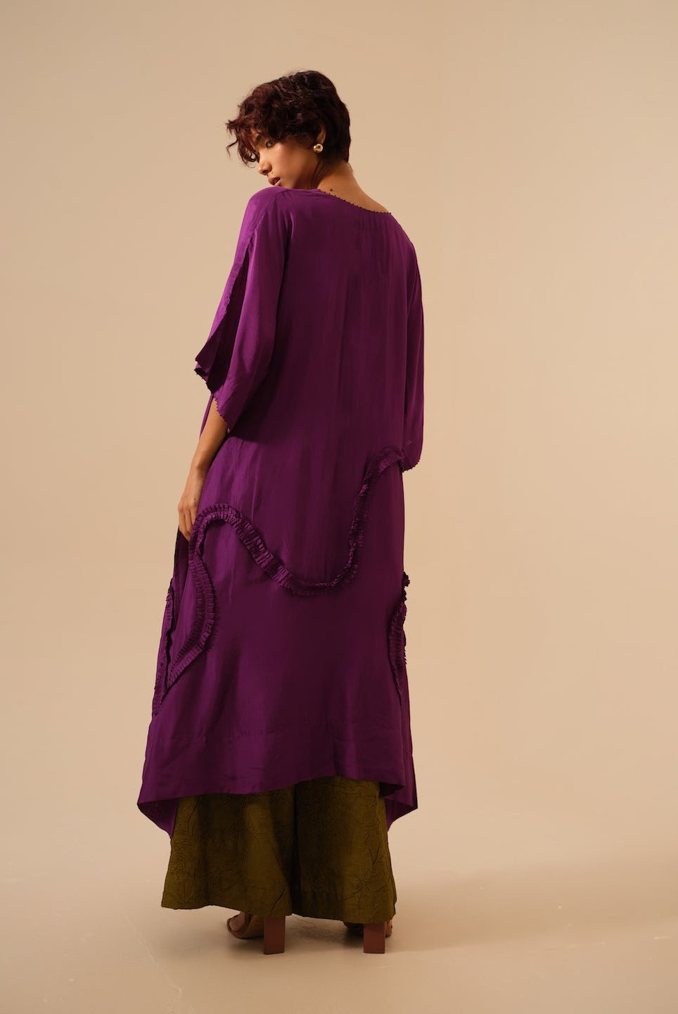 Flamingo Tunic - Aubergine - CiceroniKurta, Festive WearStoique
