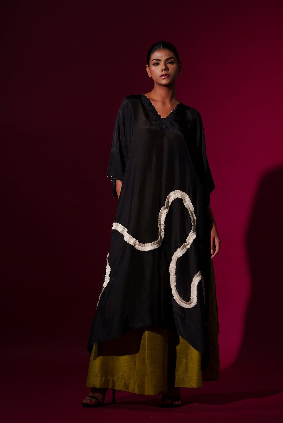 Flamingo Tunic in Black - CiceroniKurta, Festive WearStoique