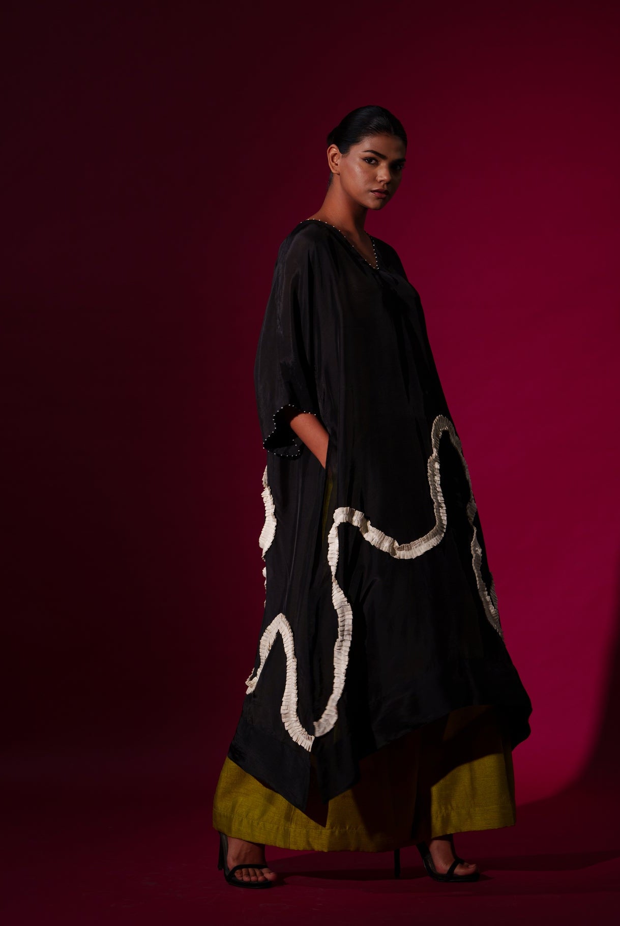 Flamingo Tunic in Black - CiceroniKurta, Festive WearStoique