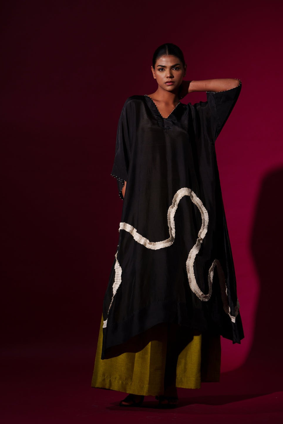 Flamingo Tunic in Black - CiceroniKurta, Festive WearStoique