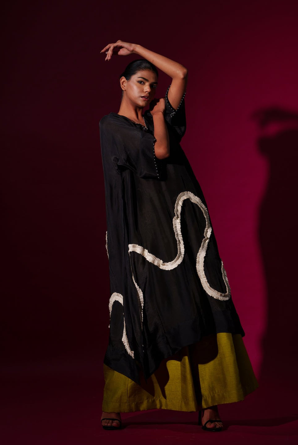 Flamingo Tunic in Black - CiceroniKurta, Festive WearStoique