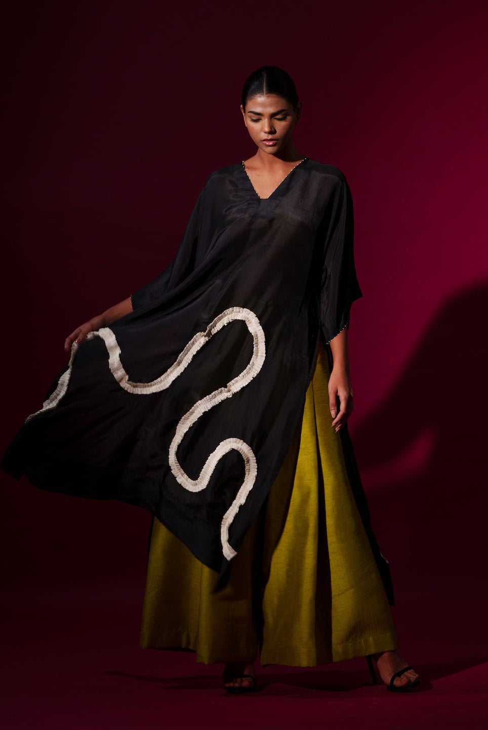 Flamingo Tunic in Black - CiceroniKurta, Festive WearStoique