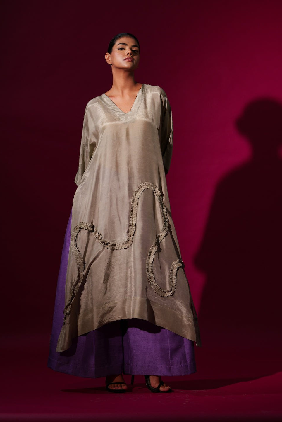 Flamingo Tunic in Grey - CiceroniKurta, Festive WearStoique