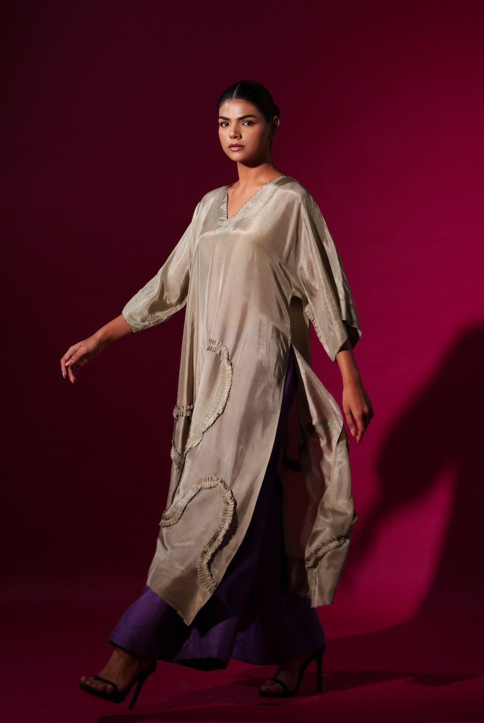 Flamingo Tunic in Grey - CiceroniKurta, Festive WearStoique