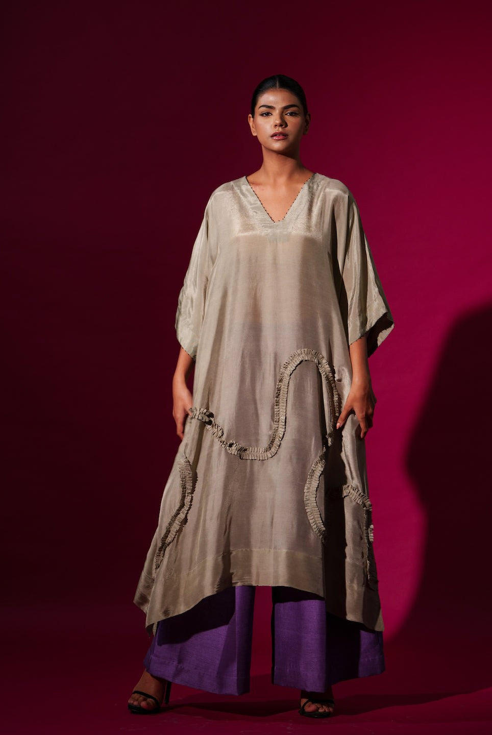 Flamingo Tunic in Grey - CiceroniKurta, Festive WearStoique