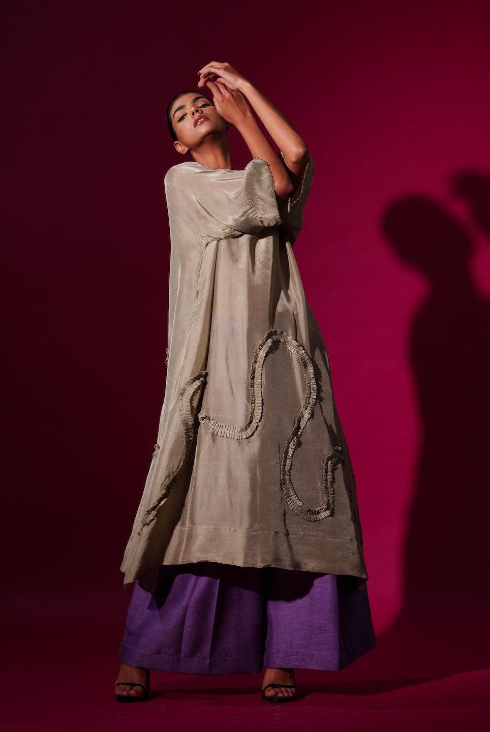 Flamingo Tunic in Grey - CiceroniKurta, Festive WearStoique