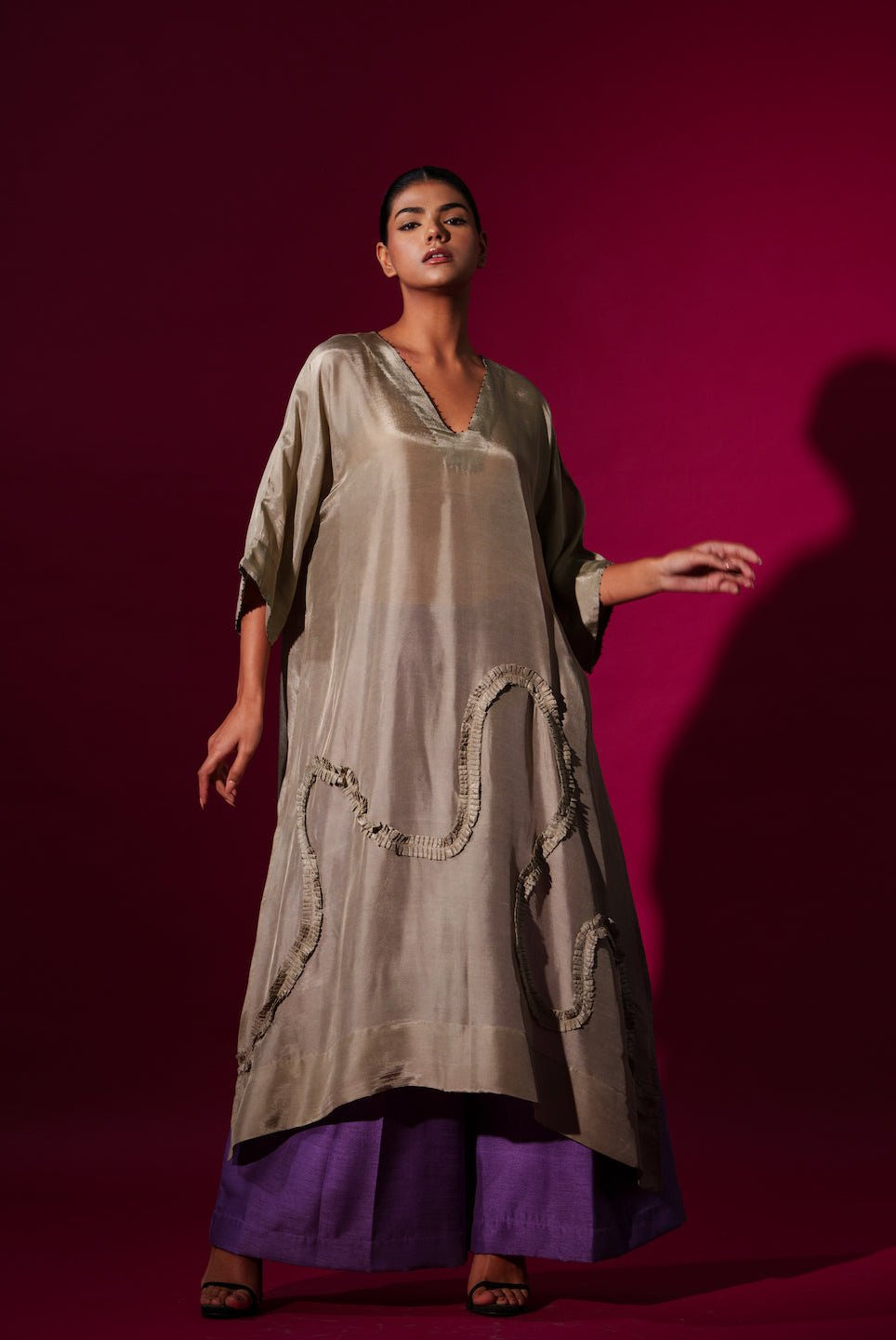 Flamingo Tunic in Grey - CiceroniKurta, Festive WearStoique
