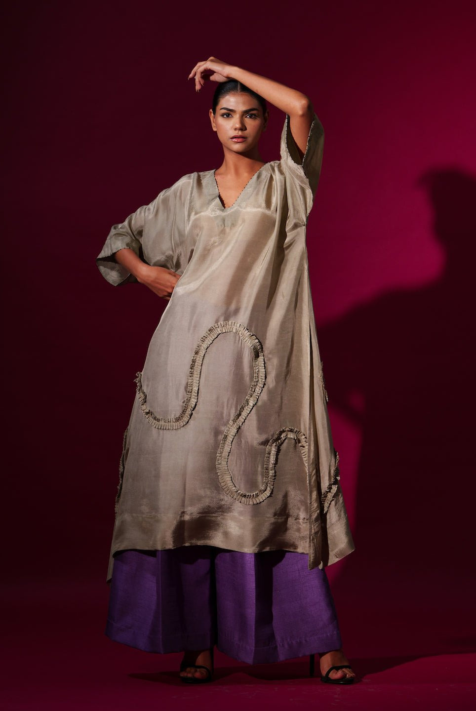 Flamingo Tunic in Grey - CiceroniKurta, Festive WearStoique