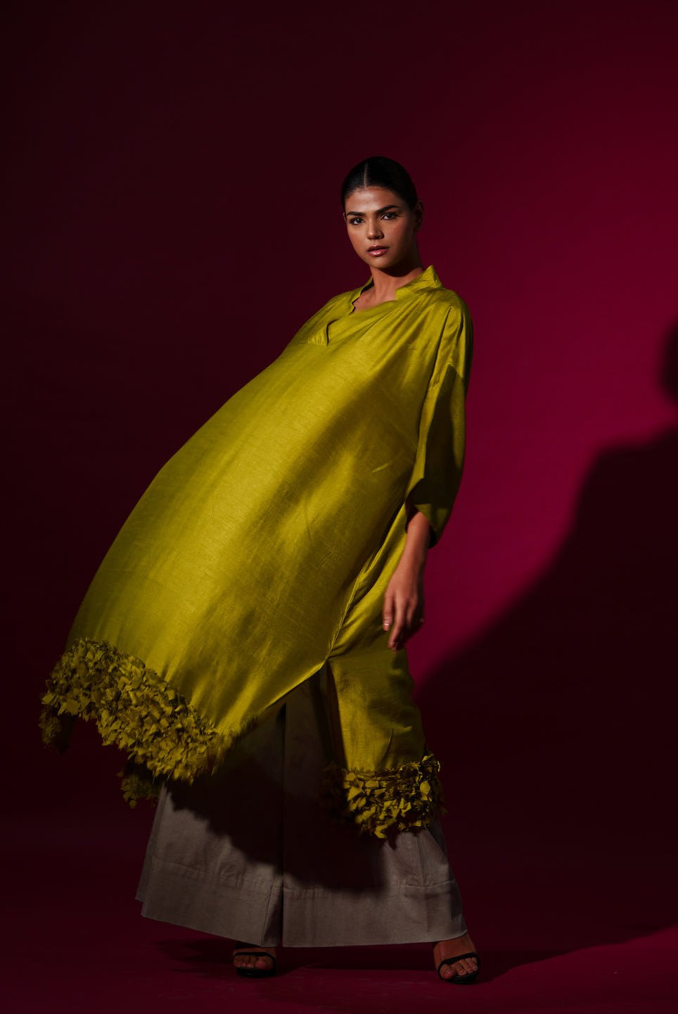 Flax Tunic - Leaf Green - CiceroniKurta, Festive WearStoique