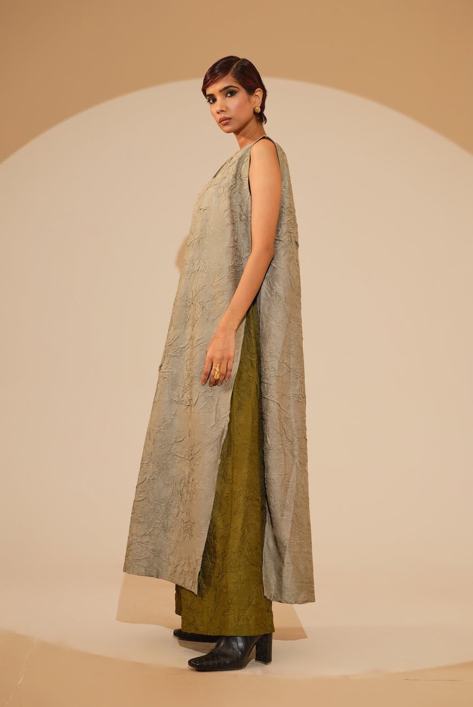 Flip Tunic - Taupe - CiceroniKurta, Festive WearStoique