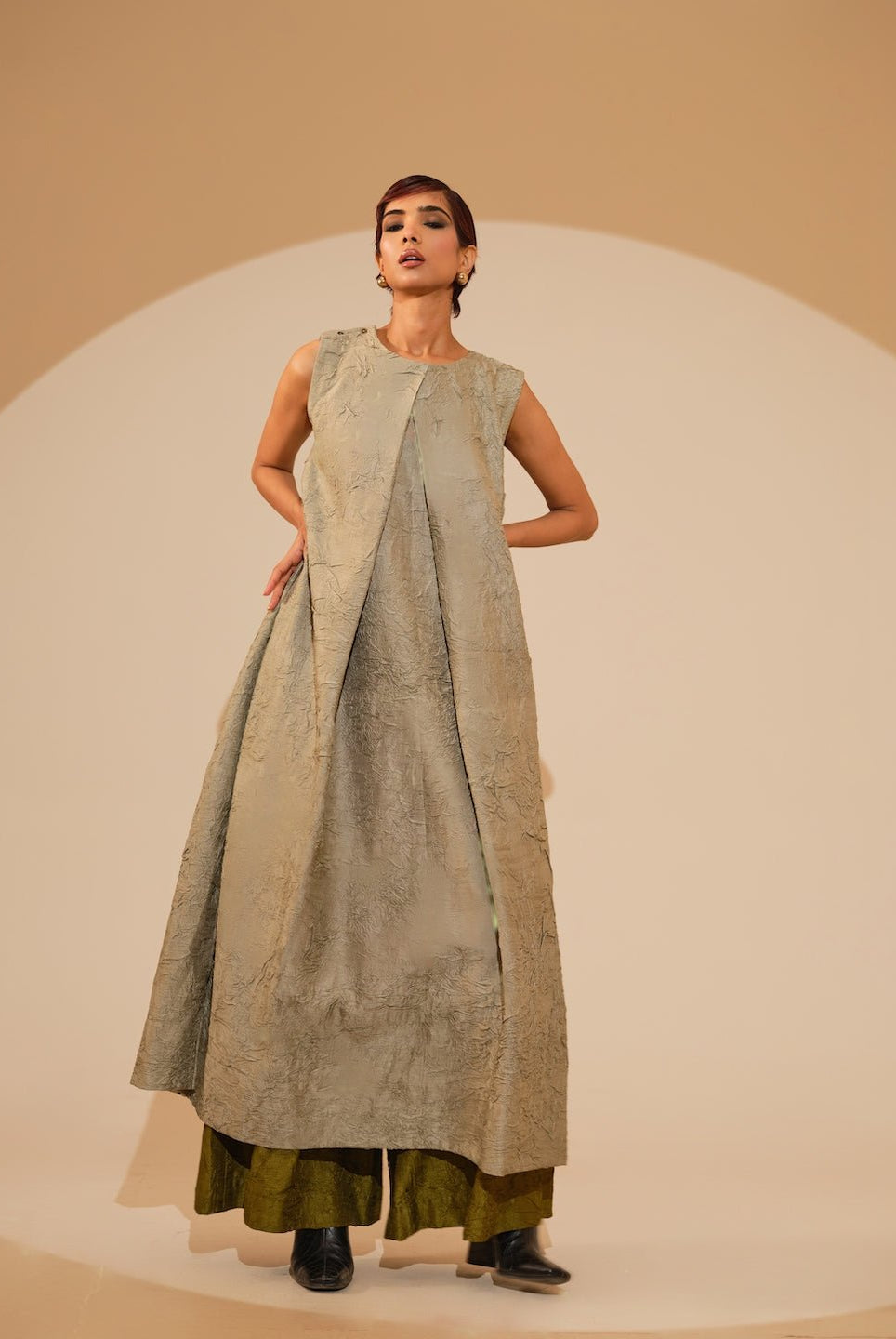 Flip Tunic - Taupe - CiceroniKurta, Festive WearStoique