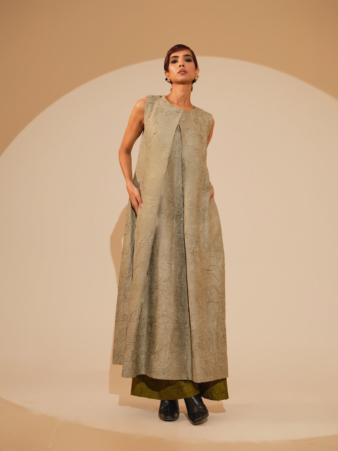 Flip Tunic - Taupe - CiceroniKurta, Festive WearStoique