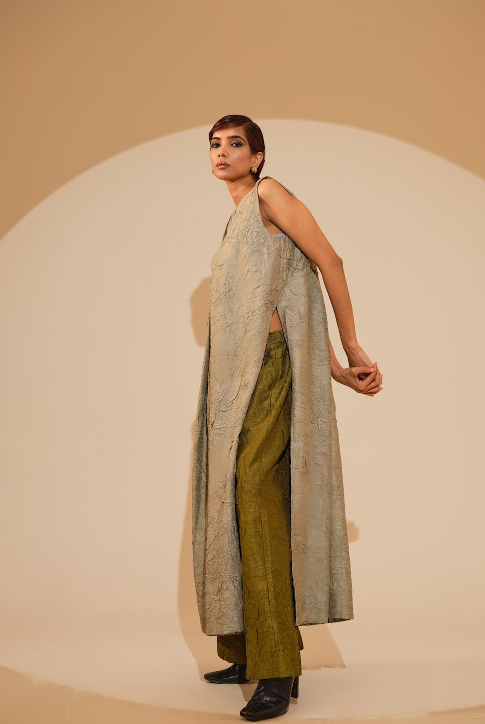 Flip Tunic - Taupe - CiceroniKurta, Festive WearStoique