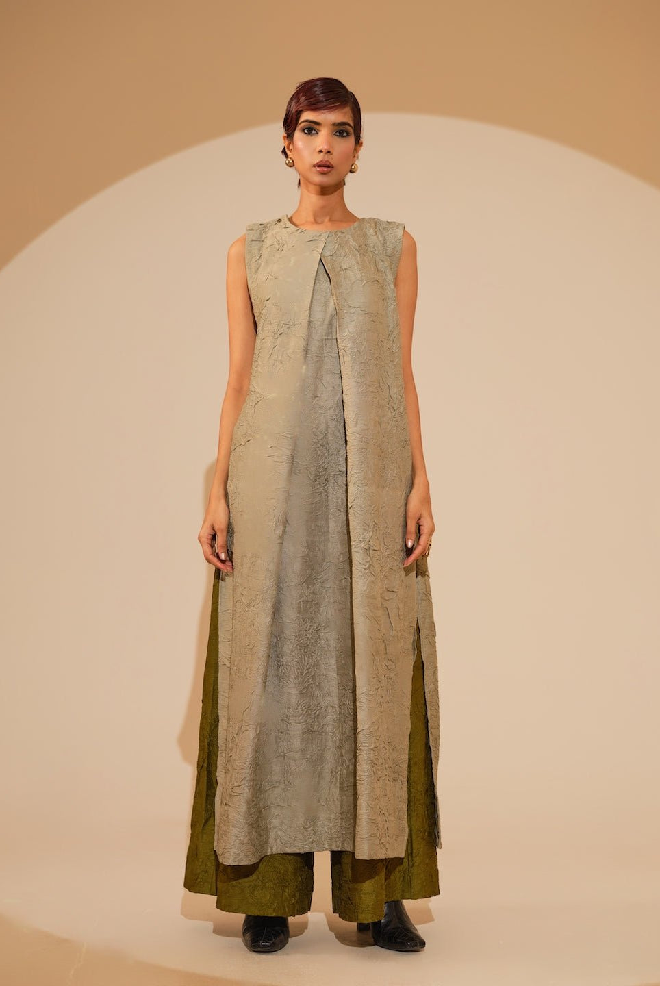 Flip Tunic - Taupe - CiceroniKurta, Festive WearStoique