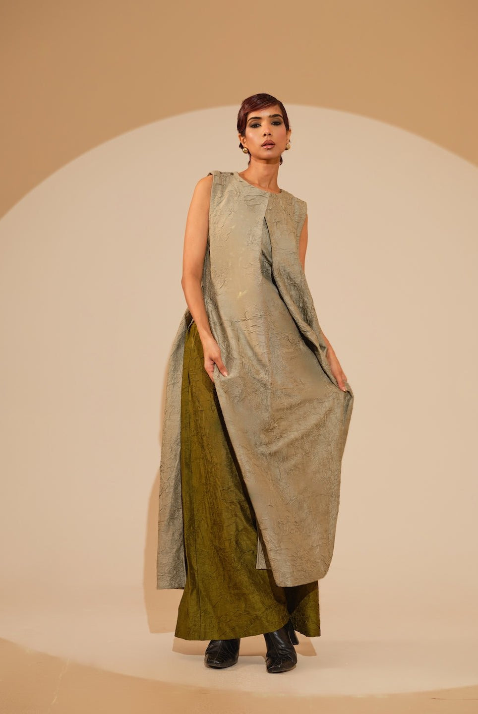 Flip Tunic - Taupe - CiceroniKurta, Festive WearStoique