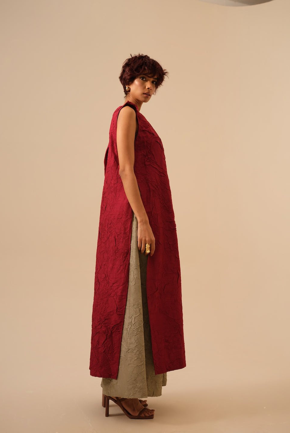 Flip Tunic - Tomato Red - CiceroniKurta, Festive WearStoique