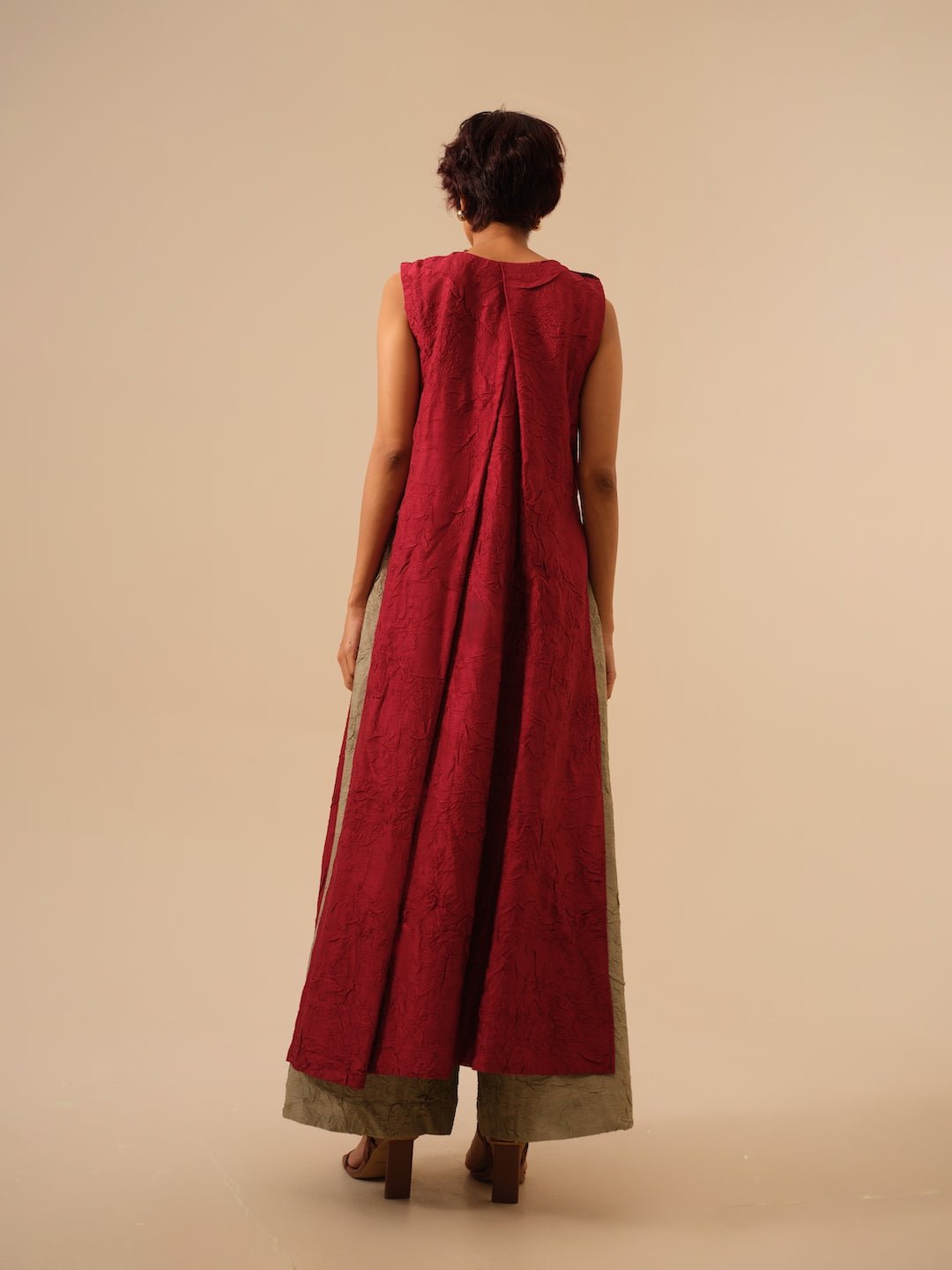 Flip Tunic - Tomato Red - CiceroniKurta, Festive WearStoique