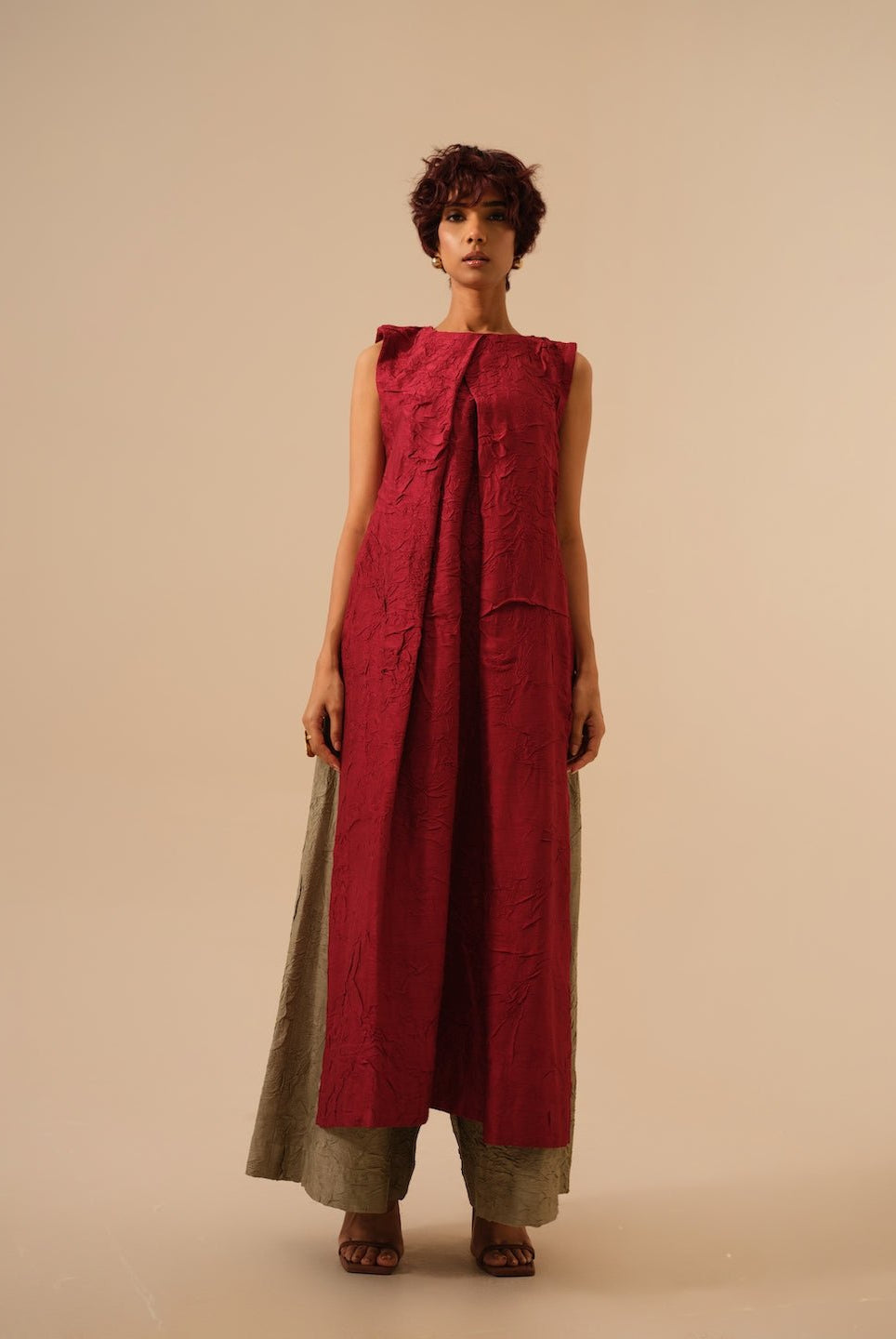 Flip Tunic - Tomato Red - CiceroniKurta, Festive WearStoique