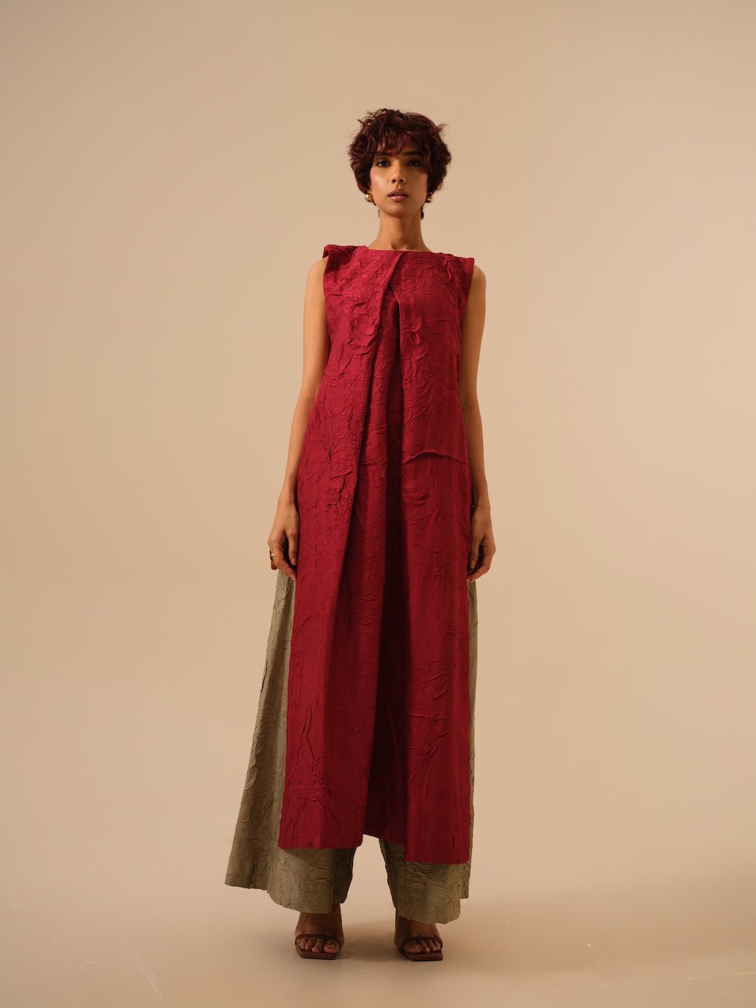 Flip Tunic - Tomato Red - CiceroniKurta, Festive WearStoique