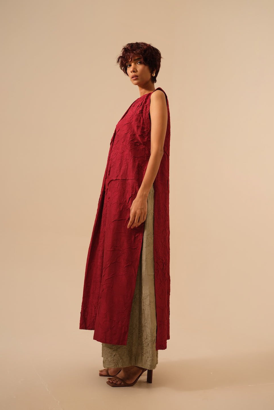 Flip Tunic - Tomato Red - CiceroniKurta, Festive WearStoique